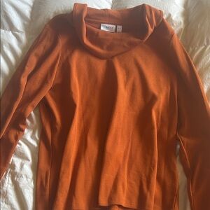 Denim&Co Women's Cowl Neck Top in Vibrant Orange